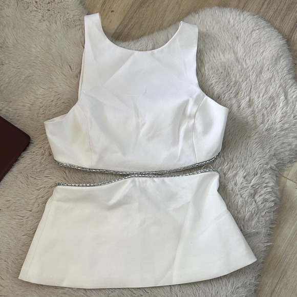 Zara Tops - NWT  Zara White Crop Top with Silver Accents